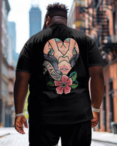 Men's Plus Size Street Fashion Get A Grip Floral Women Print Round Neck Short Sleeve T-Shirt